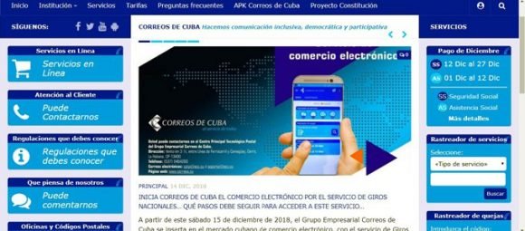 Portal de Correos de Cuba para facilitar el pago electrónico.