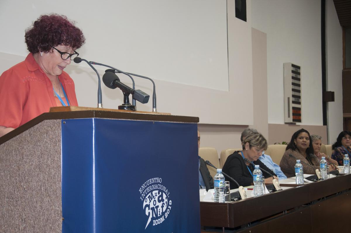 Hilda Saladrigas, presidenta del comité organizador de ICOM, recordó el comrpromiso con el cumplimiento de la Agenda 2030 (Liz Armas Pedraza/Cubahora)