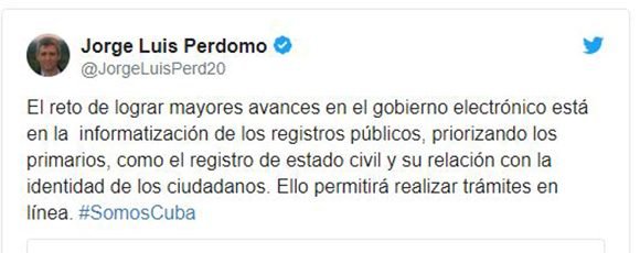 Tweet de Jorge Luis Perdomo 