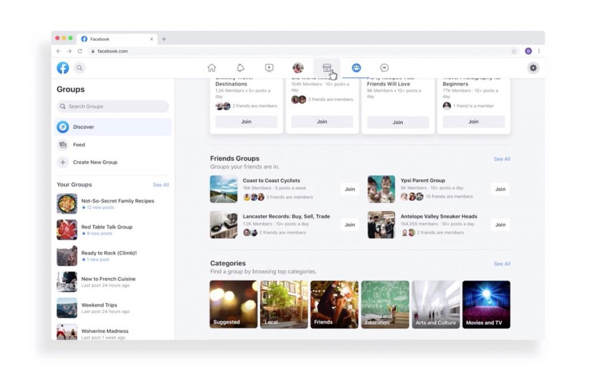 Nuevo diseño de Facebook